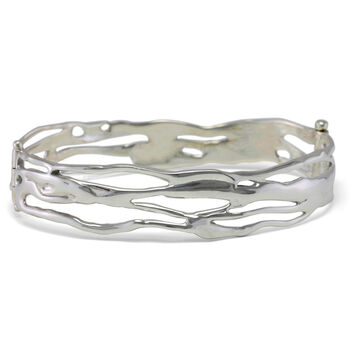 Handmade Sterling Silver Hinged Bangle, 4 of 5