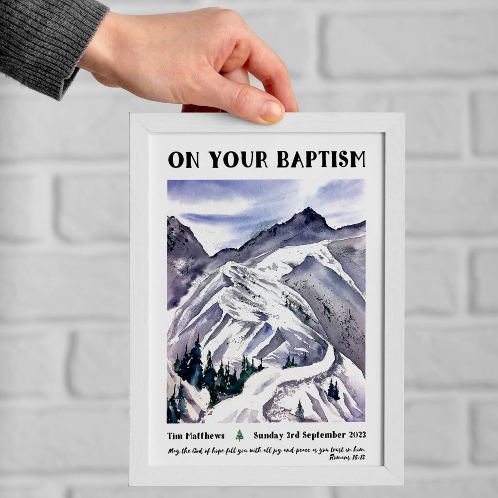 Personalised Baptism Mountains Print Baptism Gift, 1 of 5