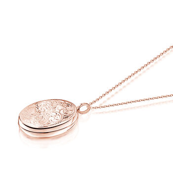 Personalised Rose Gold Plated Large Scroll Oval Locket, 5 of 11