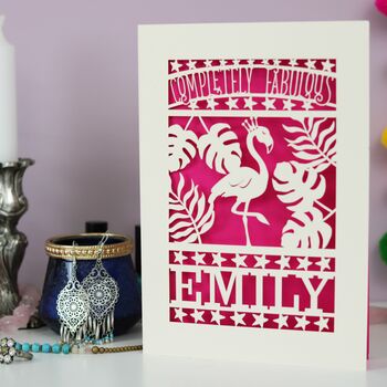 Completely Fabulous Flamingo Papercut Card, 5 of 7