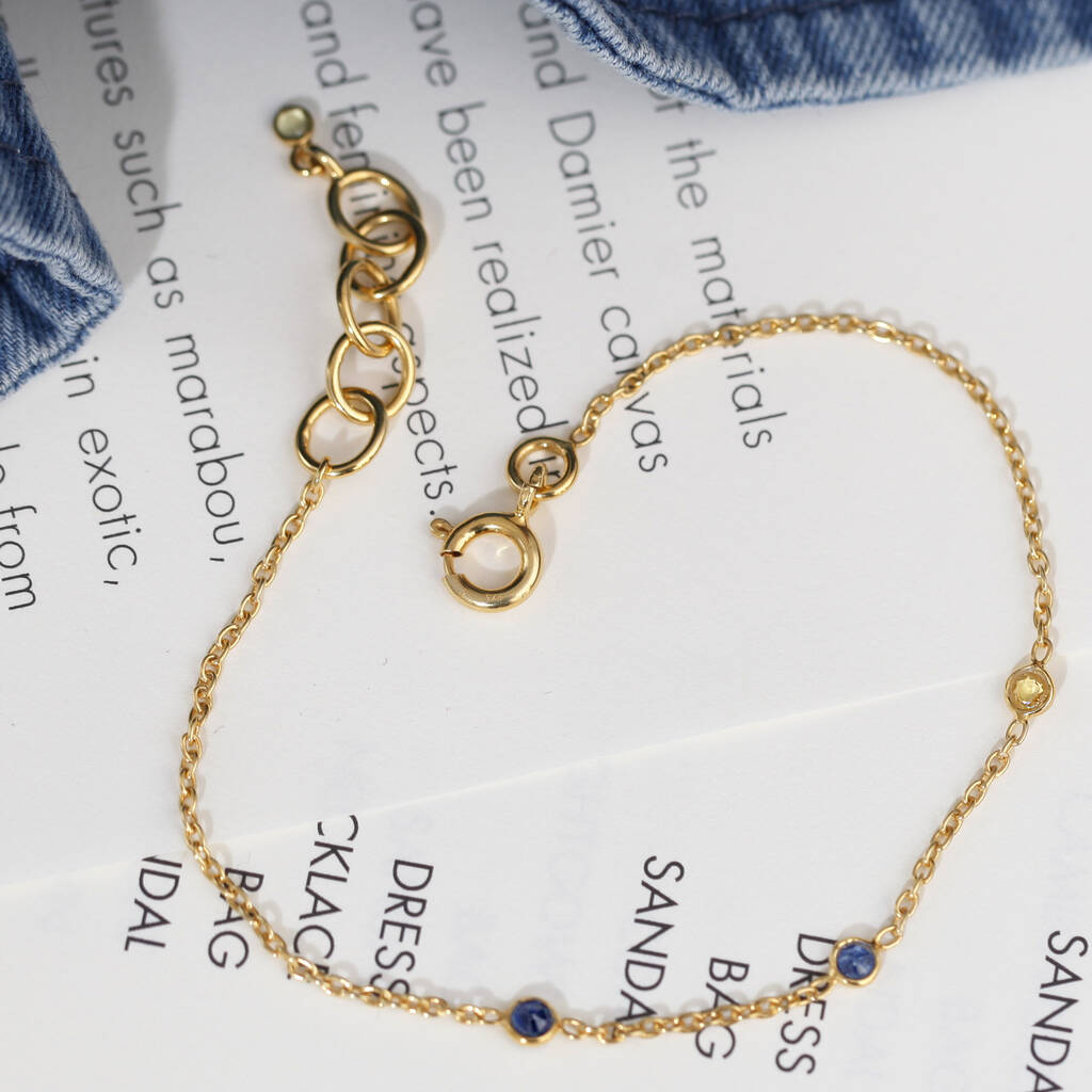 18ct Gold Vermeil Sapphire Studded Bracelet By Auren