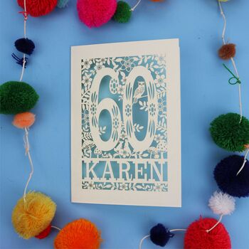 Personalised 60th Birthday Card Papercut Woodland Design, 3 of 11
