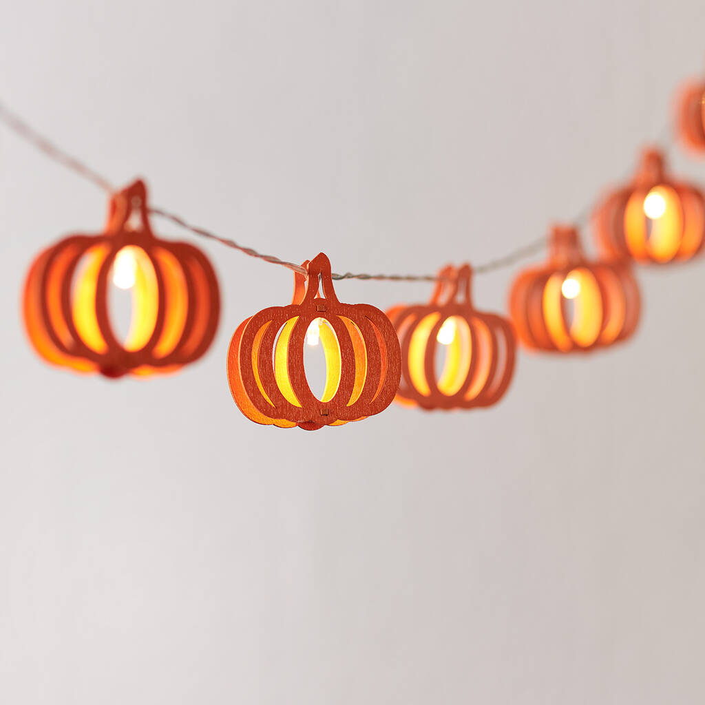 10 Wooden Pumpkin Halloween Fairy Lights By Lights4fun