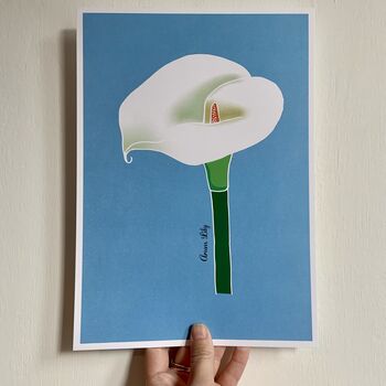 Arum Lily Print On Blue, 4 of 7