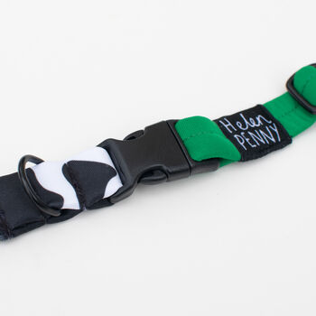 Cow Print And Green • Padded Dog Collar, 5 of 5