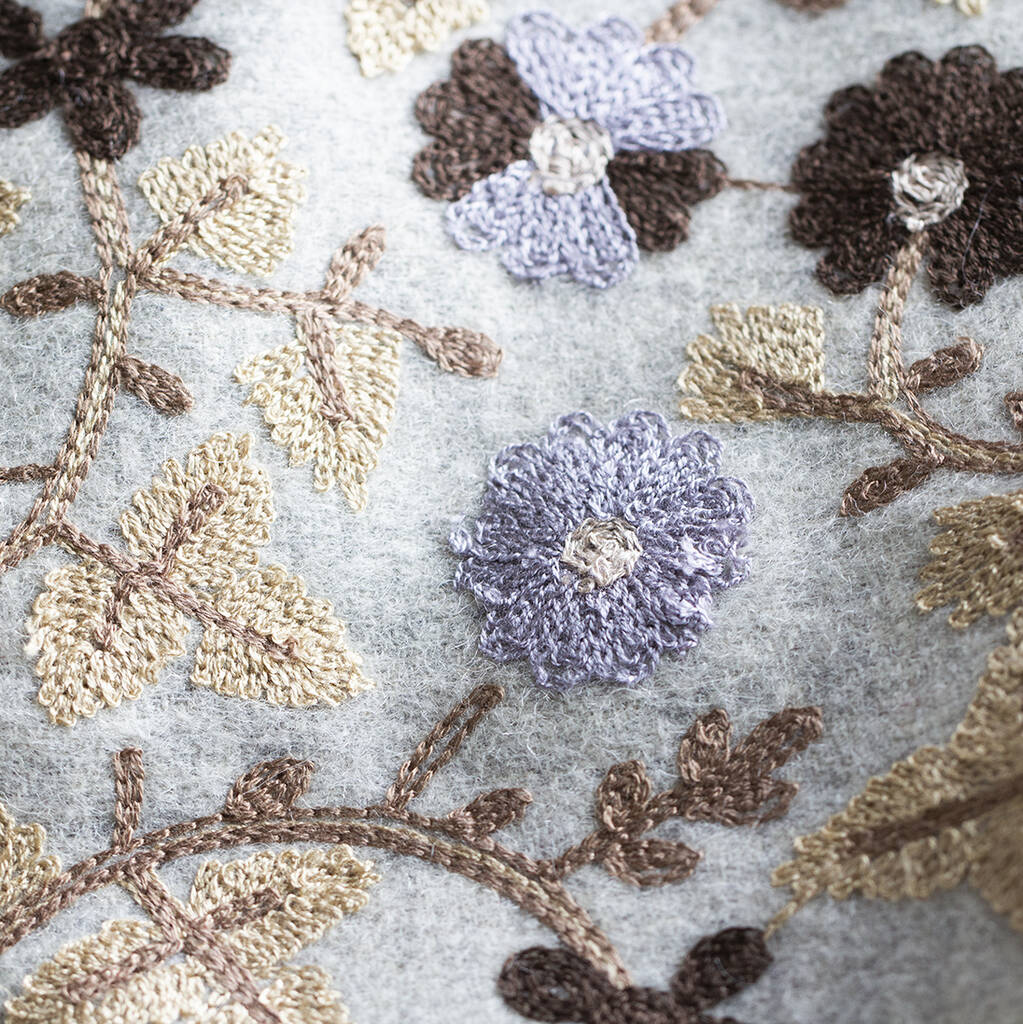 Personalised Virgin Wool Floral Full Embroidery Shawl By Studio Hop