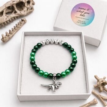 Personalised Dinosaur Bracelet With Name Gift For Kids, 3 of 12