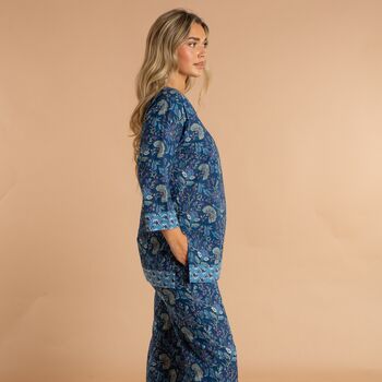 Indian Cotton Blue Lagoon Print Pyjama Set, 2 of 7