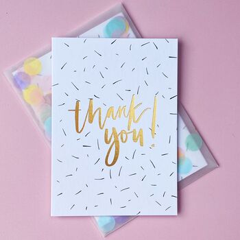 Thank You Calligraphy Card With Confetti Envelope, 2 of 5