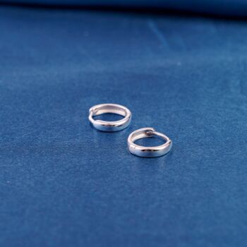 Silver Thick Huggie Hoop Earrings, 2 of 7