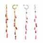 Pink Tourmaline Hoop Drop Earrings, thumbnail 2 of 11