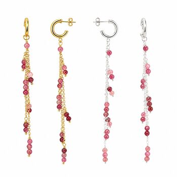 Pink Tourmaline Hoop Drop Earrings, 2 of 11