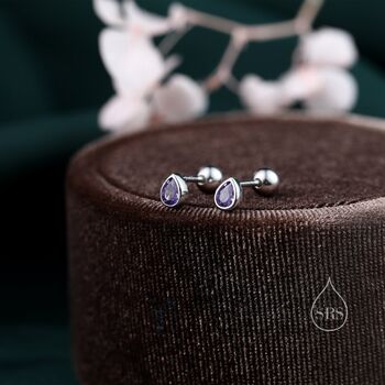 Extra Tiny Cz Droplet Screw Back Earrings, 2 of 11