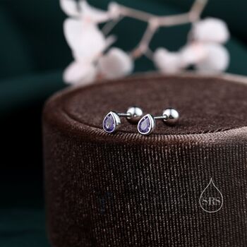 Extra Tiny Cz Droplet Screw Back Earrings, 2 of 12