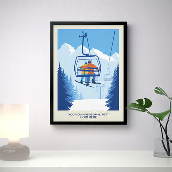 Personalised Snowboard Couple Art Poster, 3 of 6