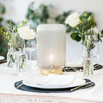 Cordless Grey Ribbed Glass Lamps, 2 of 6