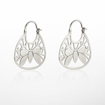 Large Solid Sterling Silver Butterfly Earrings, 2 of 4
