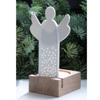 White Porcelain Christmas Angel Tealight Holder, 2 of 2