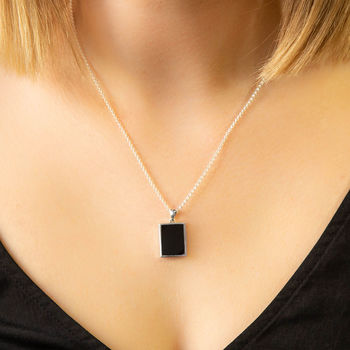 Engravable Sterling Silver And Black Onyx Necklace, 2 of 5