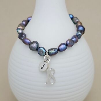 Personalised Black Pearl Birthday Charm Bracelet, 4 of 7