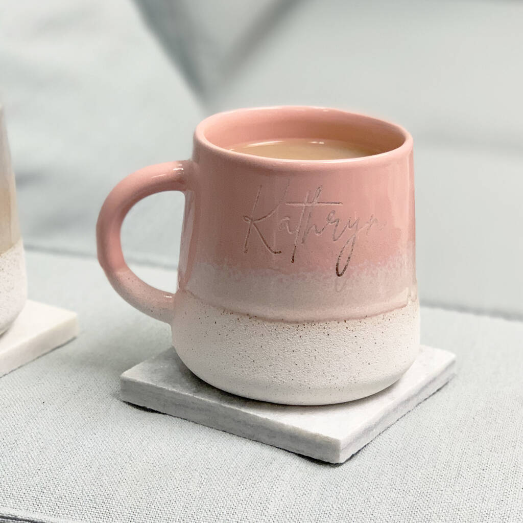 ombre glazed hand engraved mug by perfect personalised gifts