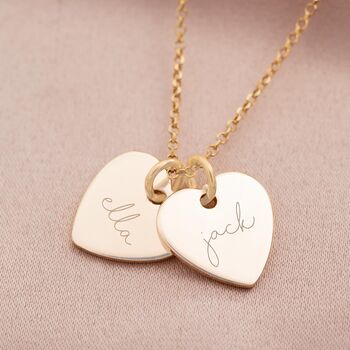 Couple's Double Heart Personalised Name Necklace, 7 of 12