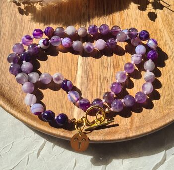 Amethyst And Agate Zodiac Crystal Necklace, 5 of 10
