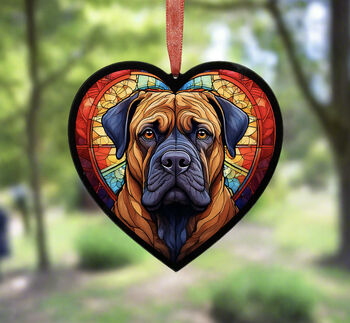 Bullmastiff Stained Glass Effect Heart Suncatcher, 5 of 6