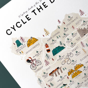 Cycle The Dales Illustrated Map Checklist Print, 3 of 8
