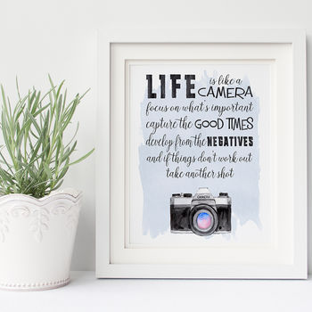Life Is Like A Camera Inspirational Typography Print, 8 of 10