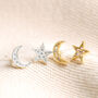 Moon And Star Crystal Stud Earrings, thumbnail 1 of 6