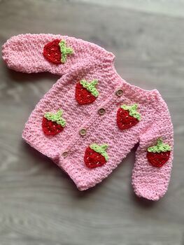 Personalised Baby/ Childrens Strawberry Cardigan, 3 of 7