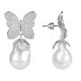 White Butterfly Baroque Pearl Plated Silver Earring, thumbnail 7 of 8