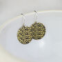 Sterling Silver And Brass Leopard Print Disc Earrings, thumbnail 2 of 5