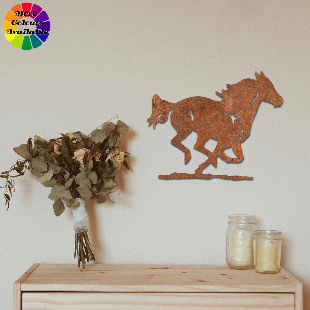 Rusted Metal Horse Running Horse Wall Art Decor By Duke Craft