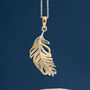 9ct Yellow Gold Feather Necklace, thumbnail 2 of 9