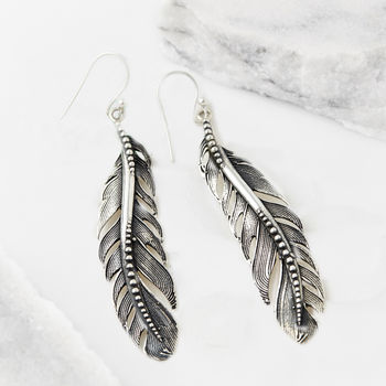 Freedom Feather Silver Statement Earrings, 6 of 12