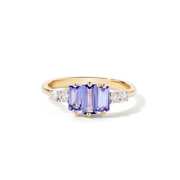 Yellow Gold Tanzanite And Diamond Trilogy Ring, 4 of 4