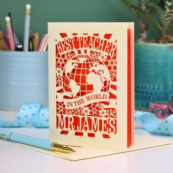 Personalised Papercut Best Teacher In The World Card, 4 of 7