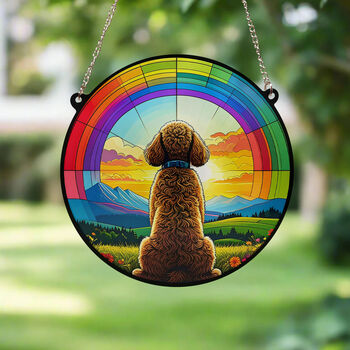 Poodle Rainbow Bridge Stained Glass Effect Suncatcher, 5 of 7