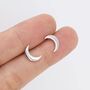Crescent Moon Stud Earrings In Sterling Silver, thumbnail 2 of 12