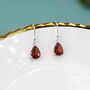 Sterling Silver Garnet Red Cz Droplet Drop Earrings, thumbnail 1 of 12