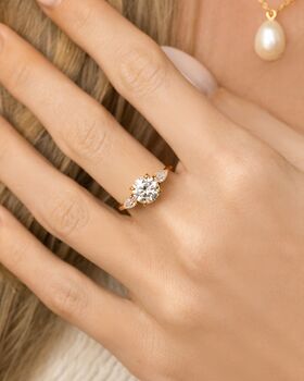 Two Ct Round Moissanite Three Stone Engagement Ring, 6 of 9