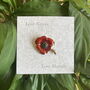 Poppy Red Flower Gold Tone Brooch, thumbnail 2 of 4