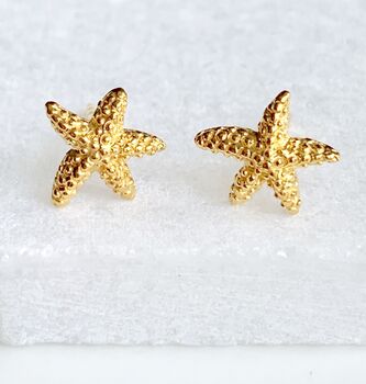Gold Vermeil Starfish Stud Earrings, 2 of 3