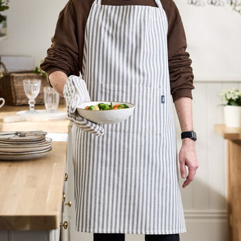 Grey Striped Cotton Apron, 4 of 5