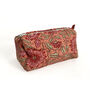 Pink And Orange Sunflower Block Print Cotton Washbag, Make Up Bag, thumbnail 4 of 5