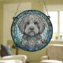 Labradoodle Grey Stained Glass Effect Suncatcher, thumbnail 4 of 5