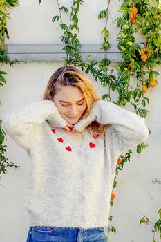 Grey Heart Embroidered Cardigan, 5 of 7