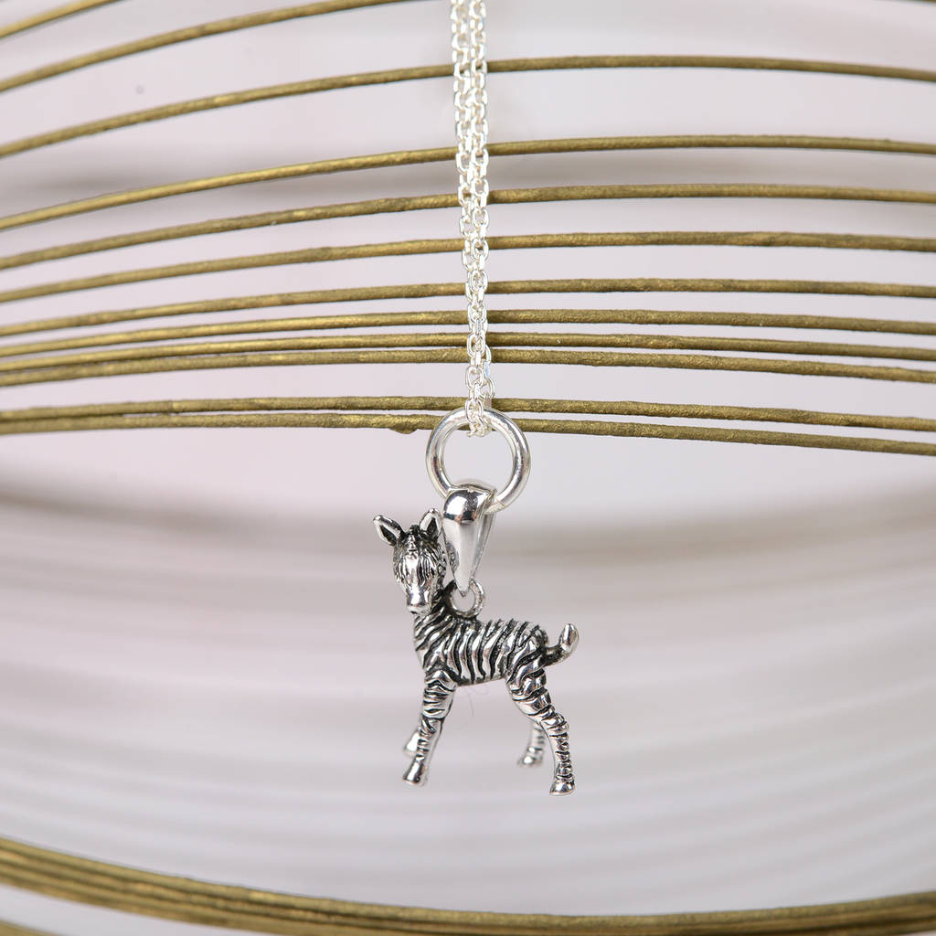 Sterling Silver Zebra Necklace By Home & Glory